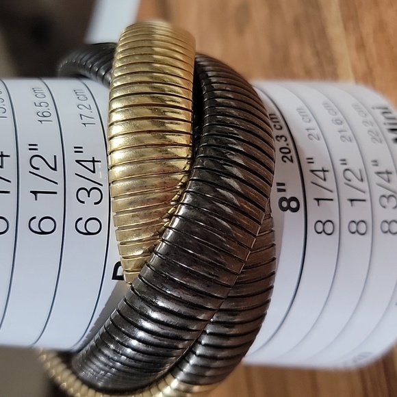 Cobra Tri Color Twisted Bangle Bracelet Gold & Bronze - Picture 6 of 8